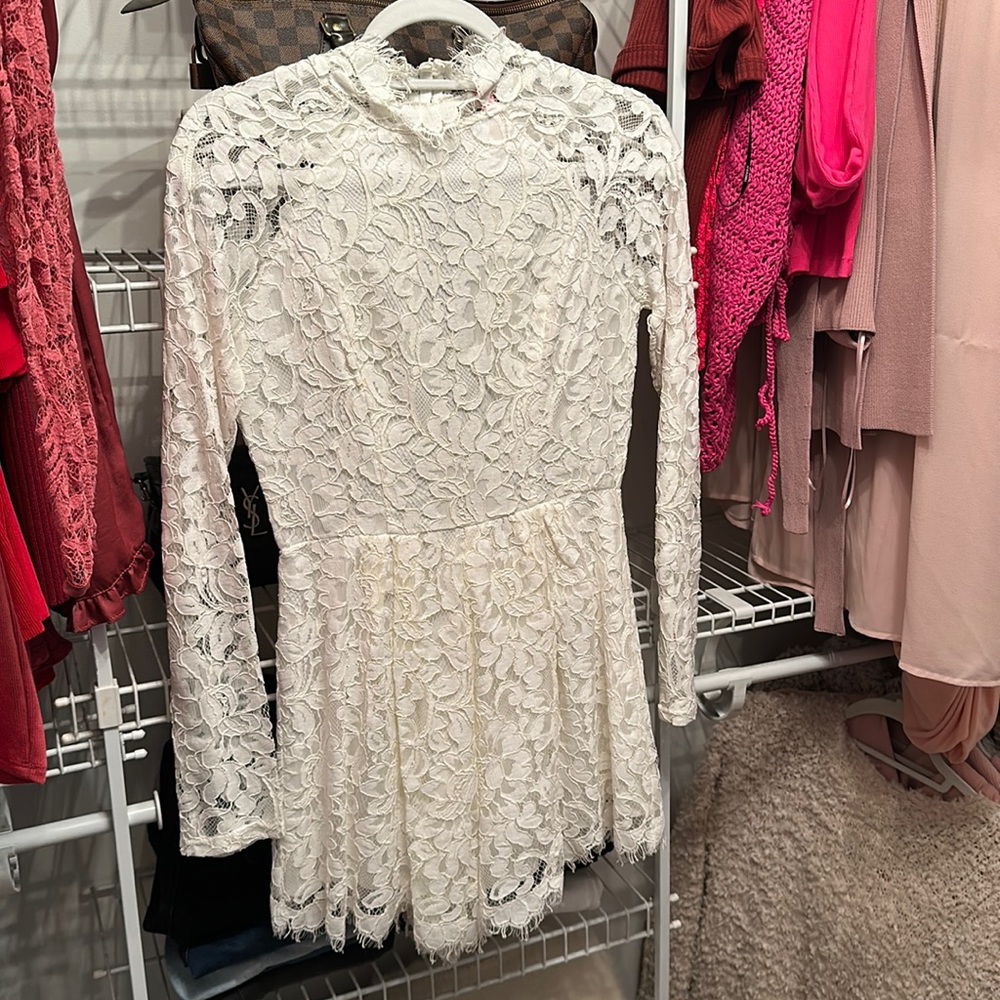 White lace long sleeve jumpsuit